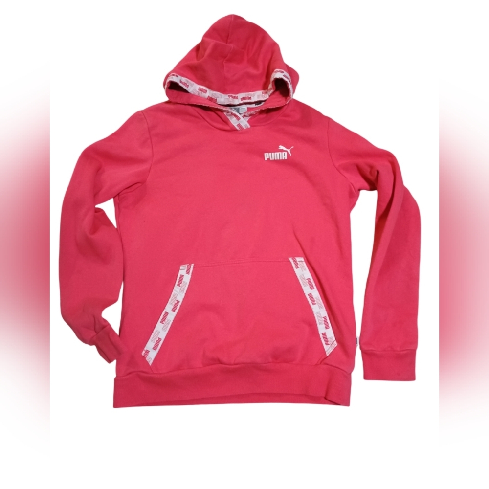 Puma Pink Pullover Hoodie with White Logo Youth Medium